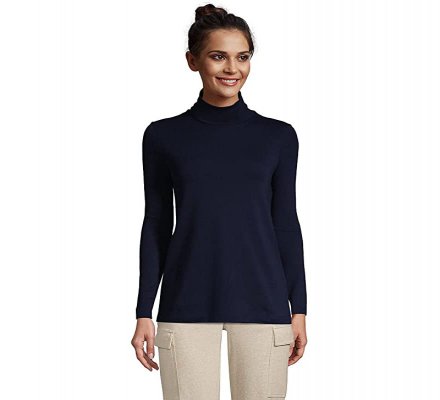 Lands' End Women Supima Cotton Long Sleeve Turtleneck