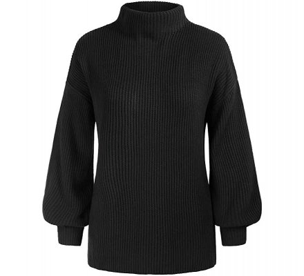 GRACE KARIN Women High Neck Loose Oversized Sweaters Knit Lantern Sleeve Pullovers