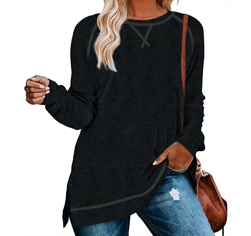 Aokosor Womens Sweaters Lightweight Long Sleeve Shirts Soft Warm Sweatshirt Split Side Tunic Tops for Leggings